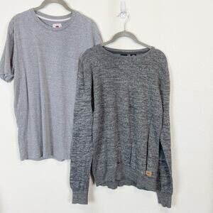 Quiksilver Sweater and T-Shirt Bundle of Two Men's Small Gray
